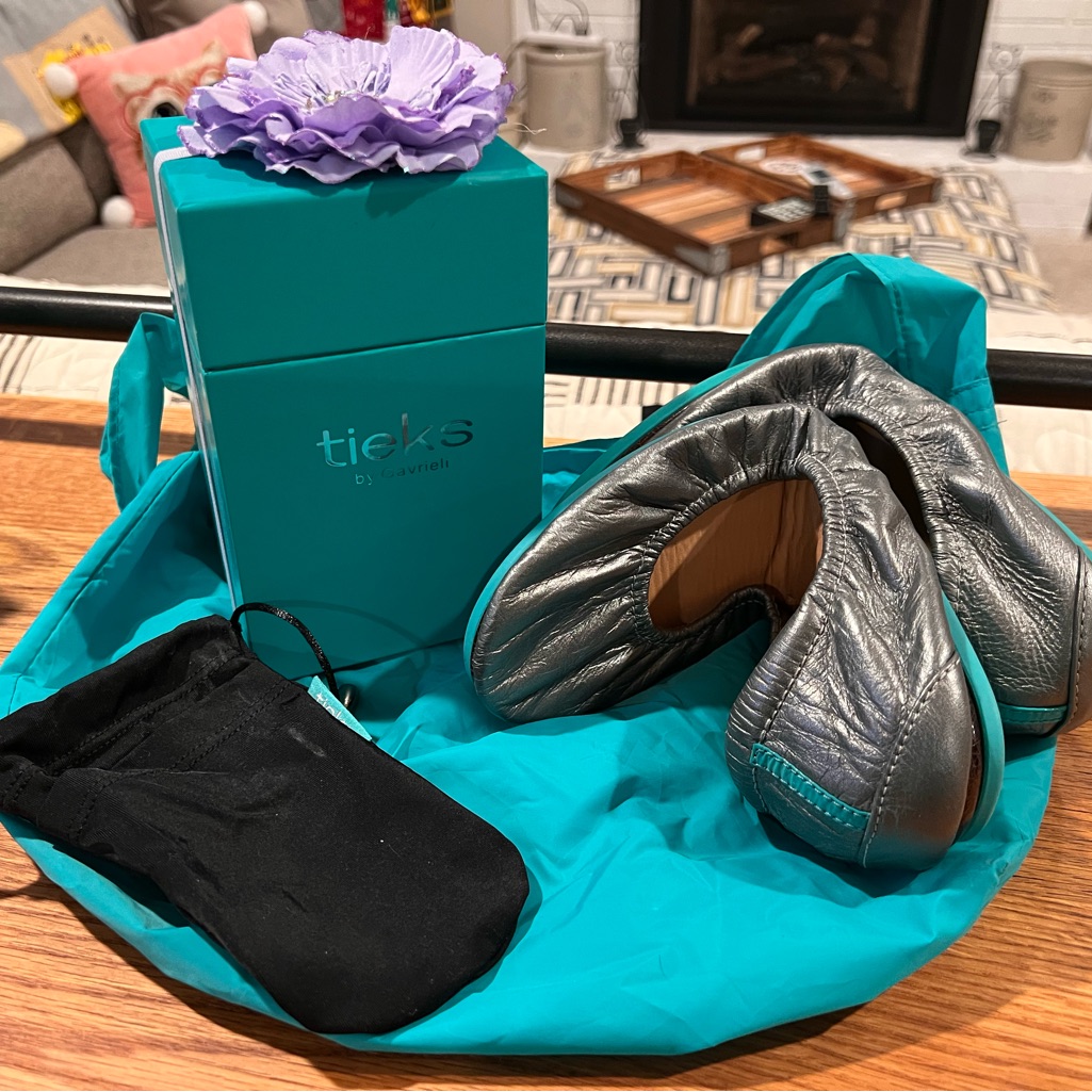 Tieks Metallic Ballet Flats With Teal Details